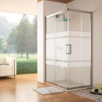 Mampara angular modelo Serie 300 (2 fijas hojas fijas + 2 hojas correderas) (DECORADO BALI)
