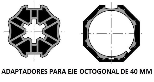 Adaptador de motor a eje de 40mm octogonal
